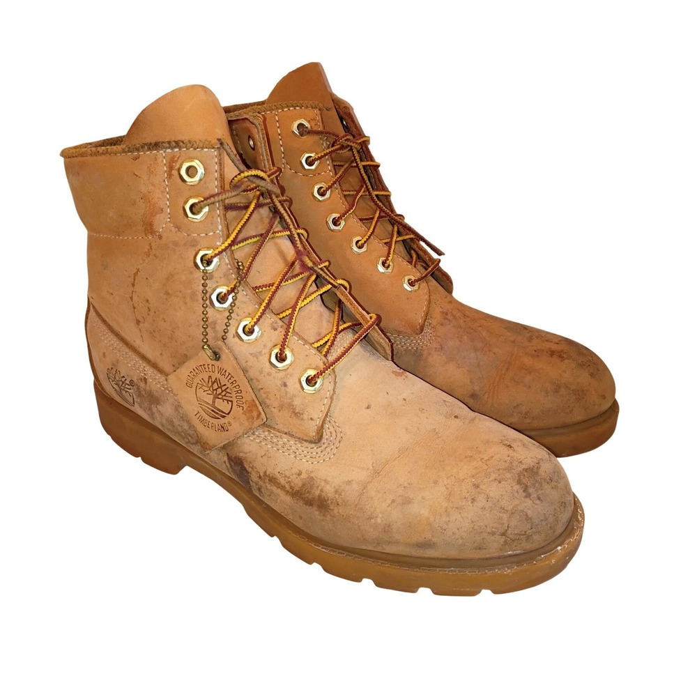 Timberland 10066 6-Inch Premium Waterproof Leather Boots Wheat Tan Mens 9.5 M